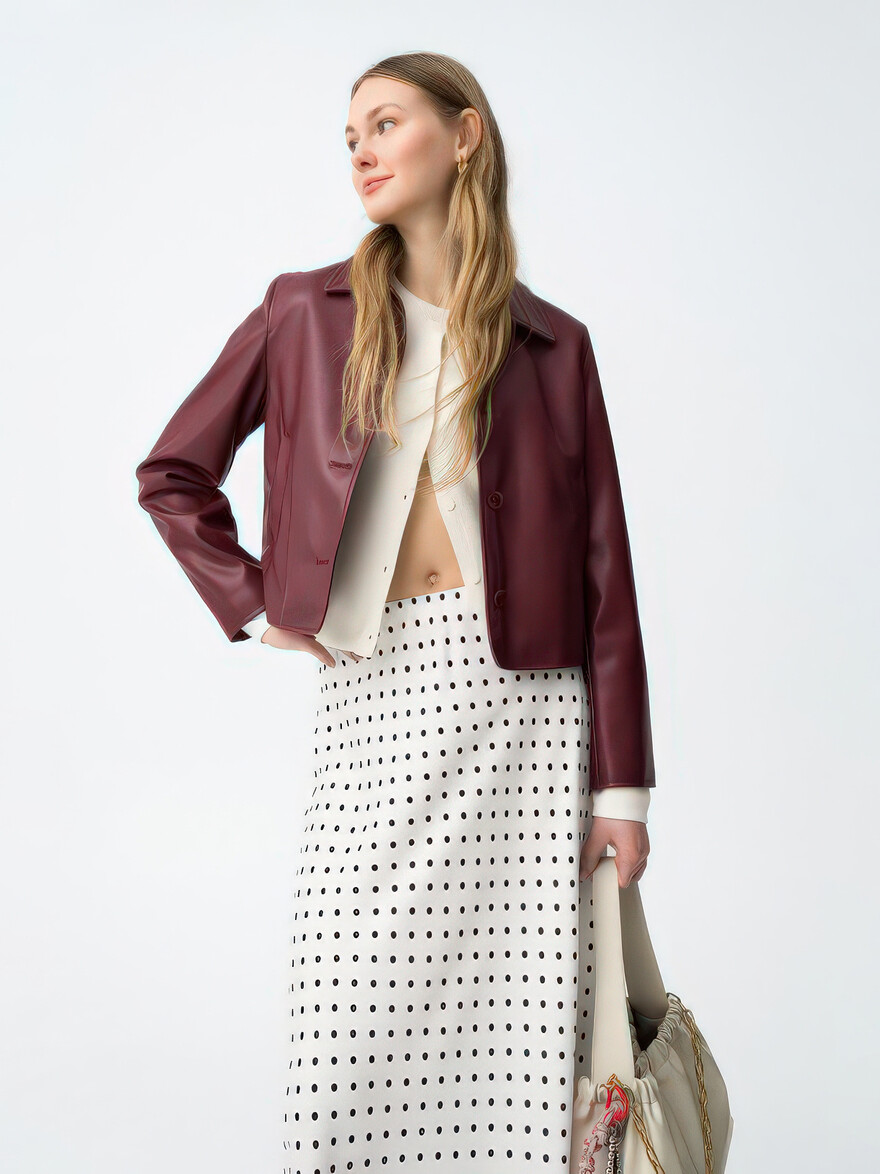 Milly Cherry Faux Leather Jacket