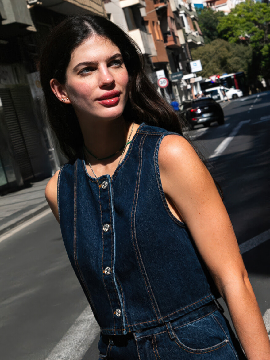 ♣ Victoria Roller Skate Babe Denim Vest