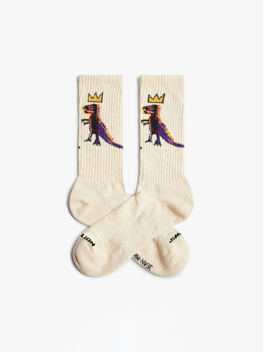 ♣ Beige Athletic Basquiat Pez Dispenser Socks