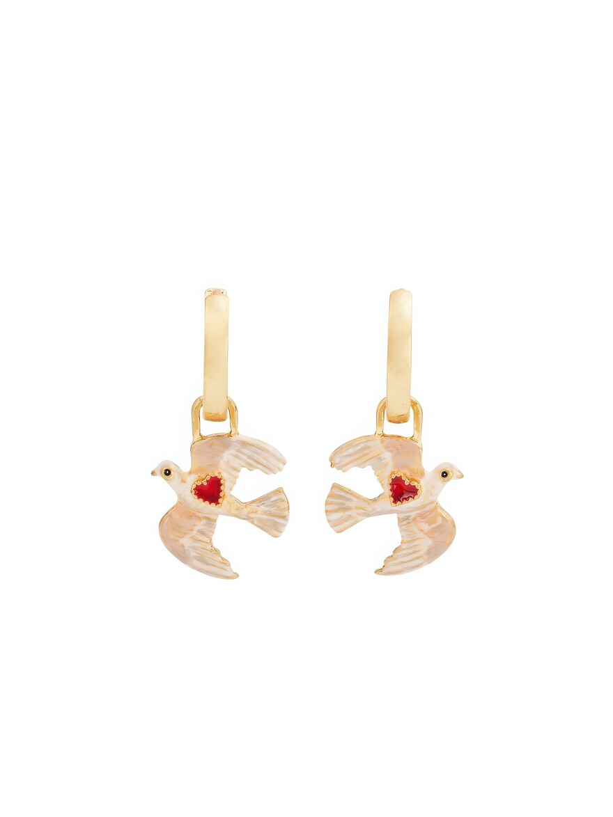 Gold Love Dove Huggie Earrings
