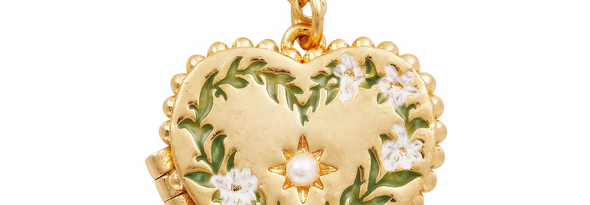 Gold Jasmine Heart Locket Necklace