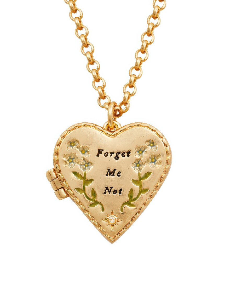 Gold Floral Heart Locket Necklace