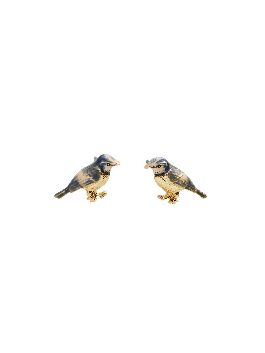 Enamel Blue Tit Stud Earrings