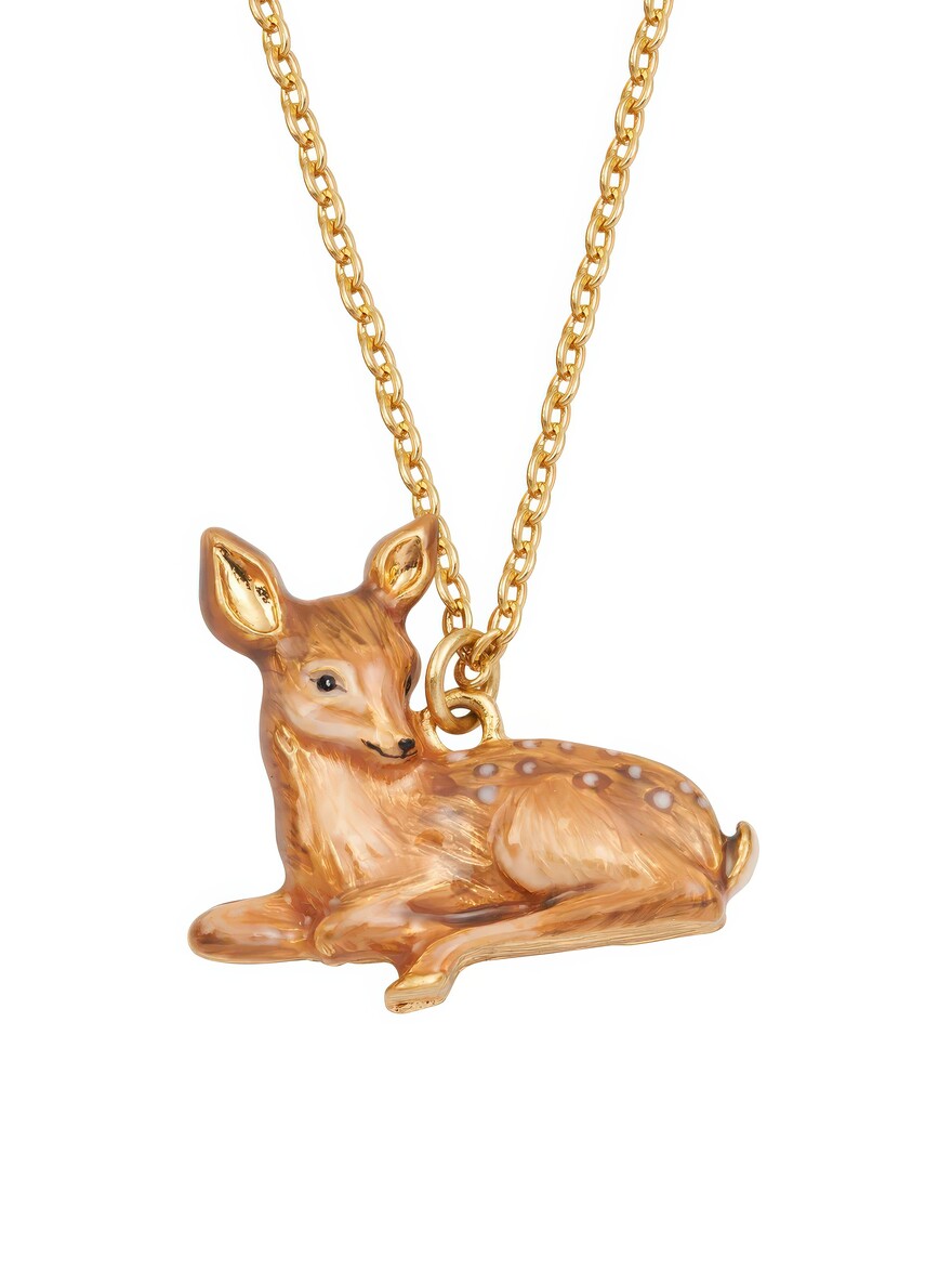 Resting Fawn Necklace Gold