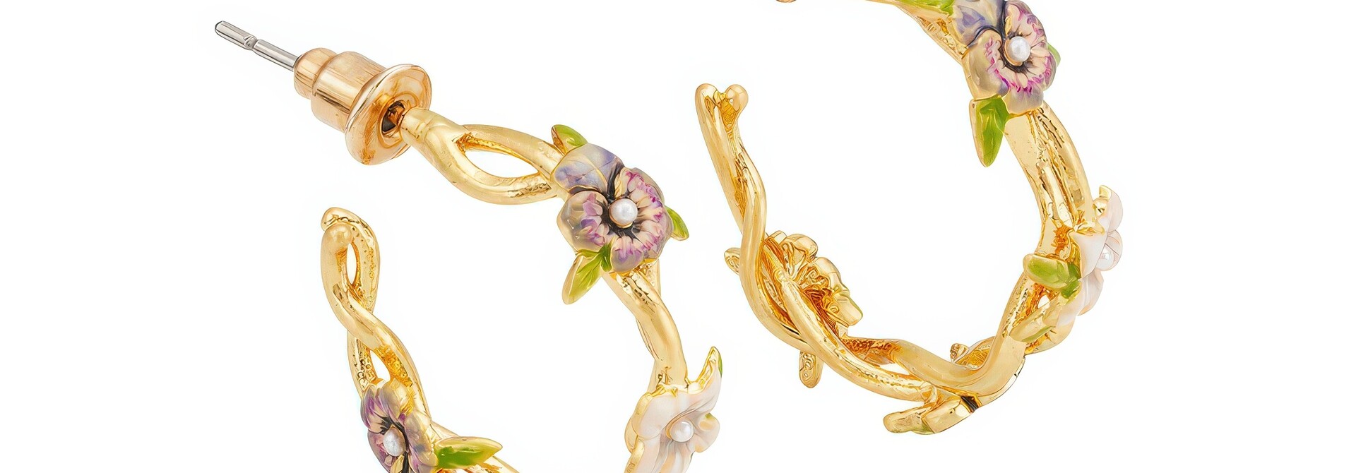 Gold Wildflower Hoop Earrings