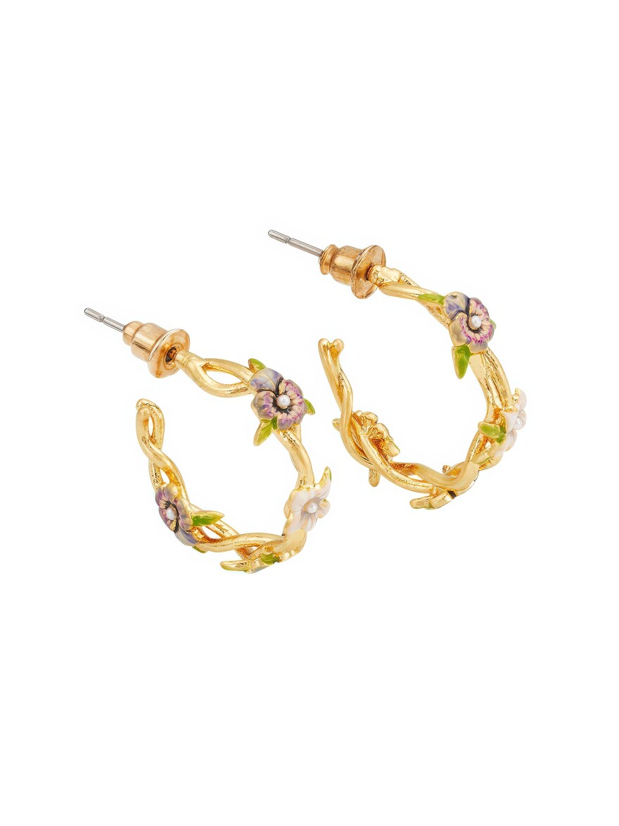 Gold Wildflower Hoop Earrings