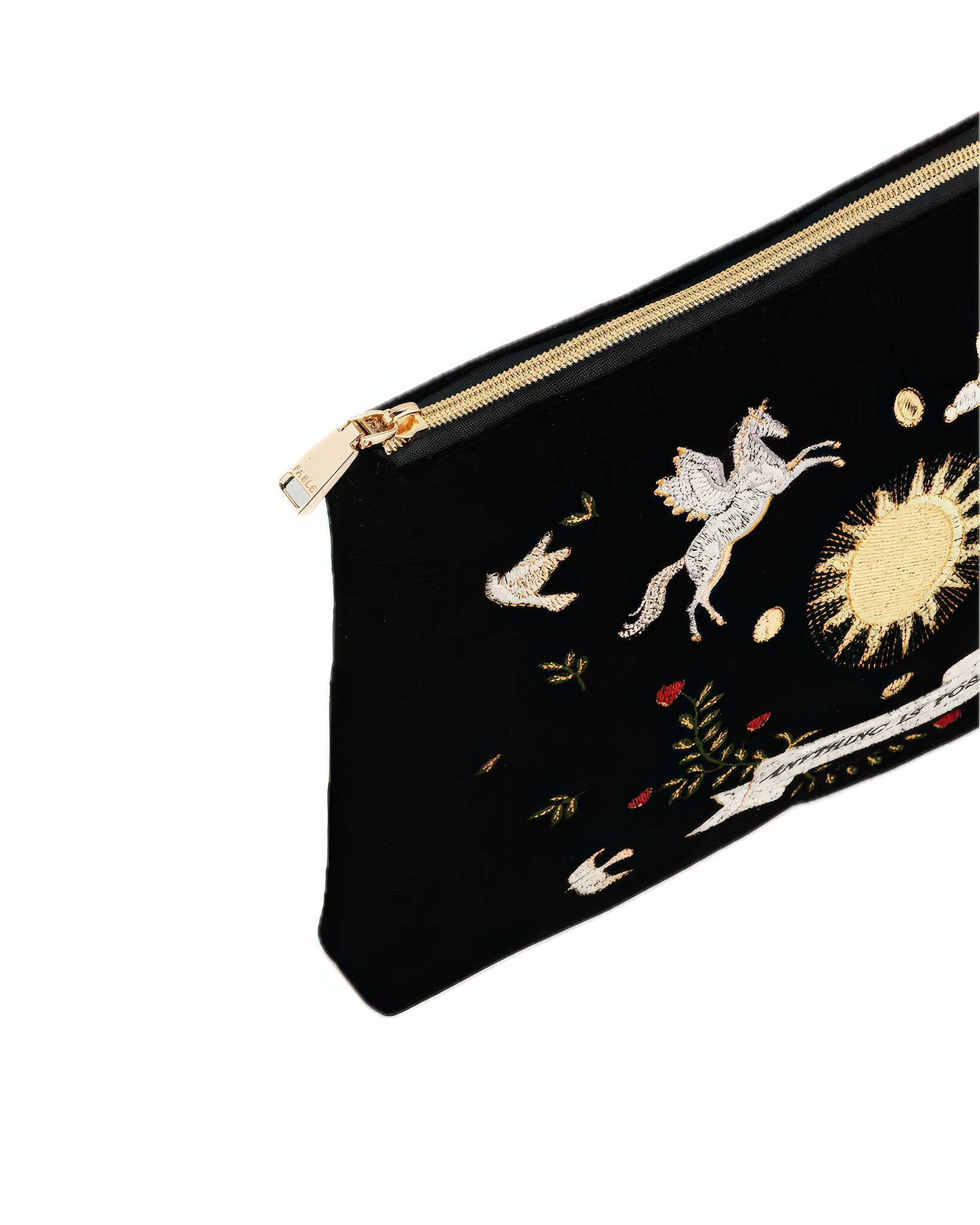 Black Celestial Velvet Embroidered Pouch-4