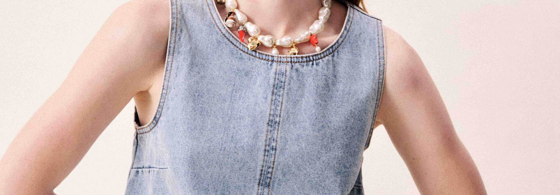 Aqualina Denim Stitch Top