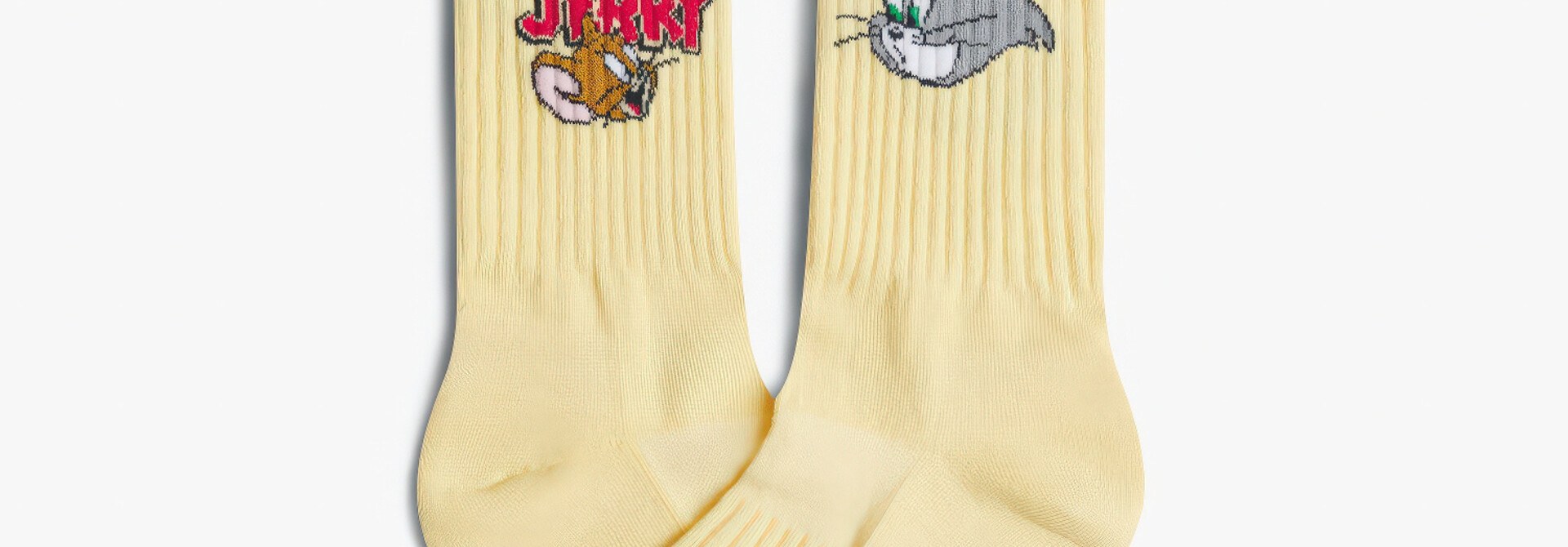 ♣ Athletic Yellow Tom and Jerry Heads Socks