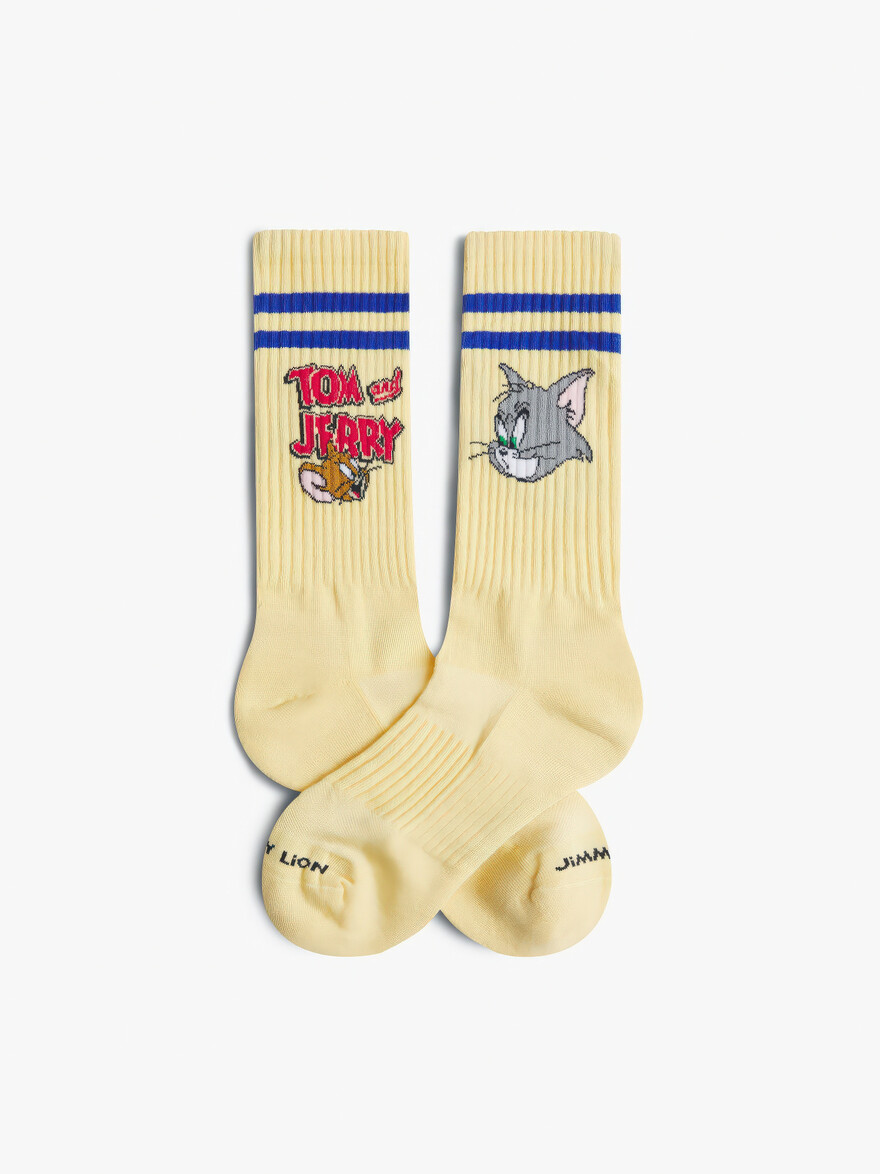 ♣ Athletic Yellow Tom and Jerry Heads Socks