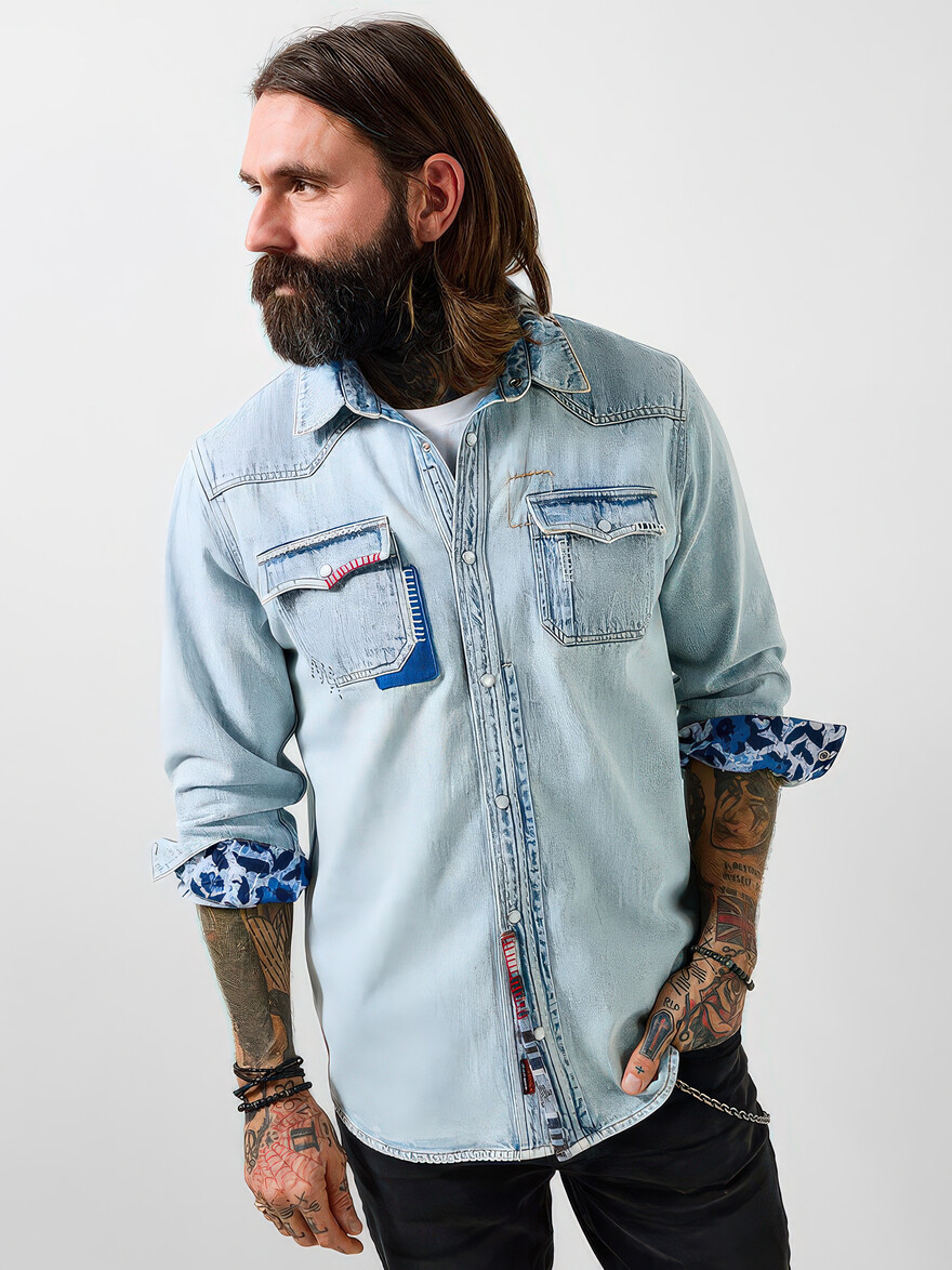 Acid Denim Western Shirt
