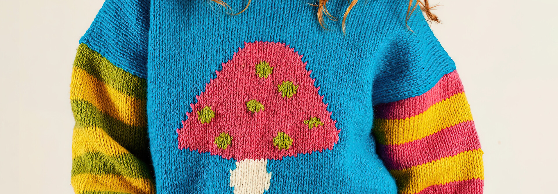 ♣ Mushroom Stripe Hand Knitted Jumper