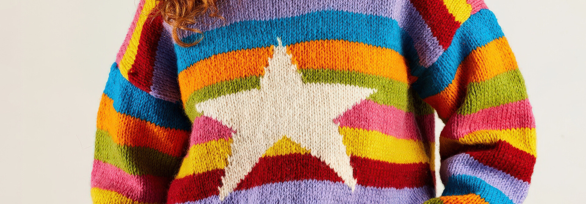♣ Star Rainbow Stripe Hand Knitted Jumper