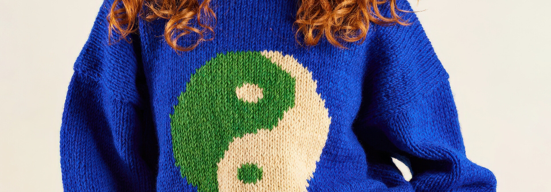 ♣ Yin Yang Blue Hand Knitted Jumper