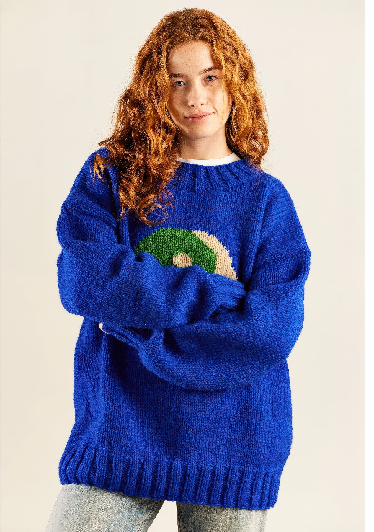 ♣ Yin Yang Blue Hand Knitted Jumper-2