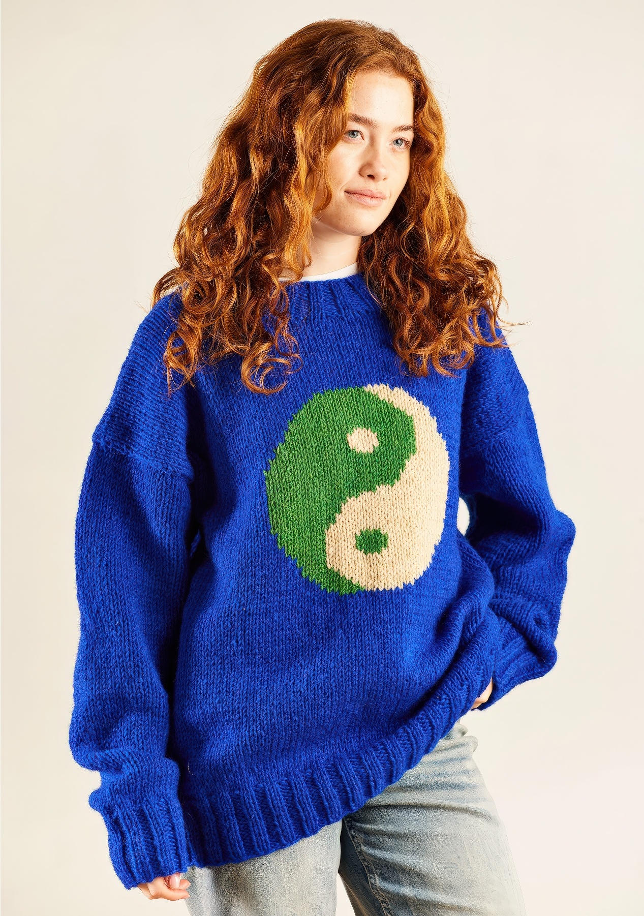 ♣ Yin Yang Blue Hand Knitted Jumper-3