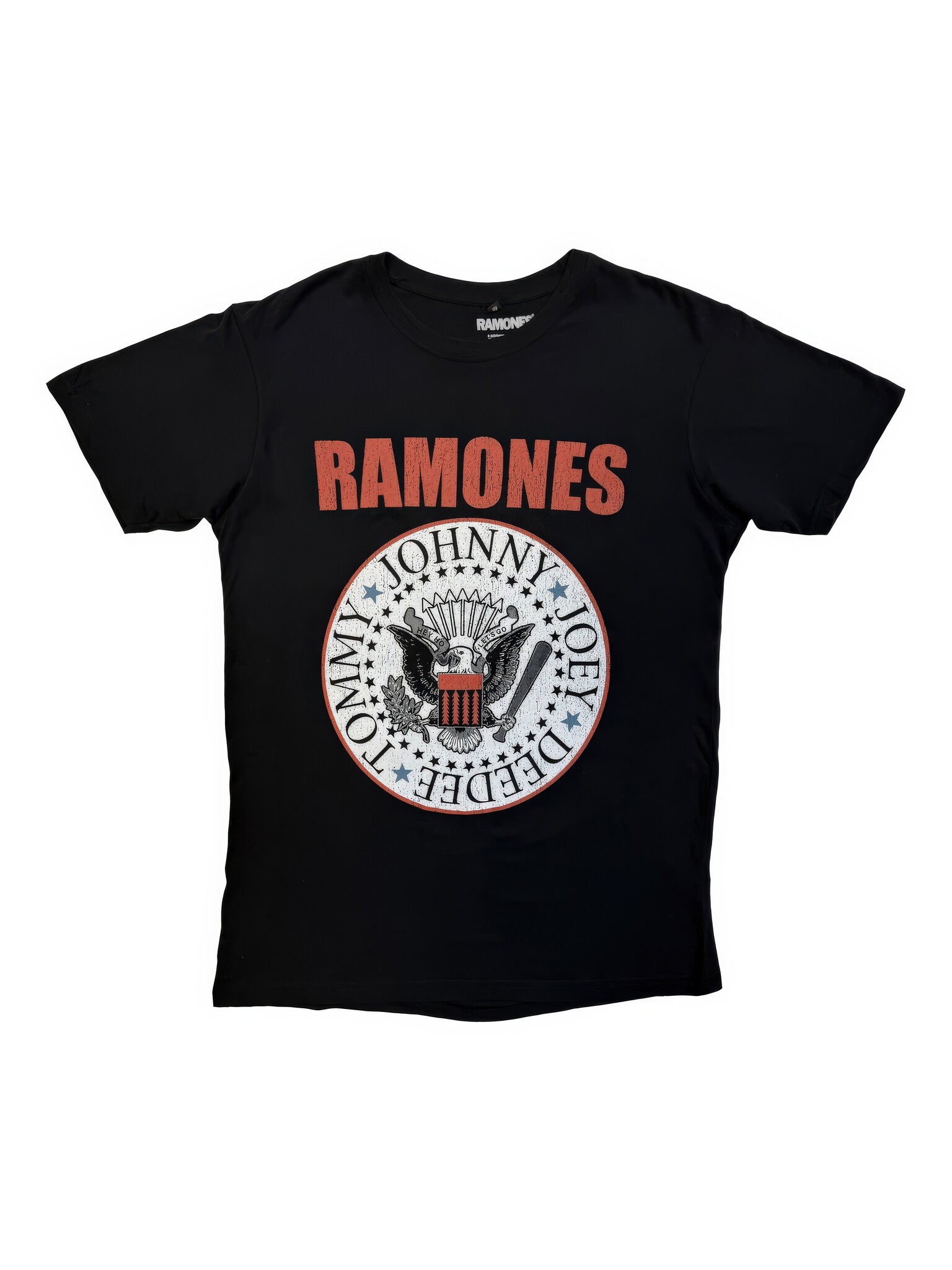 Ramones - Hey Ho Red Block Text Black Tee-1