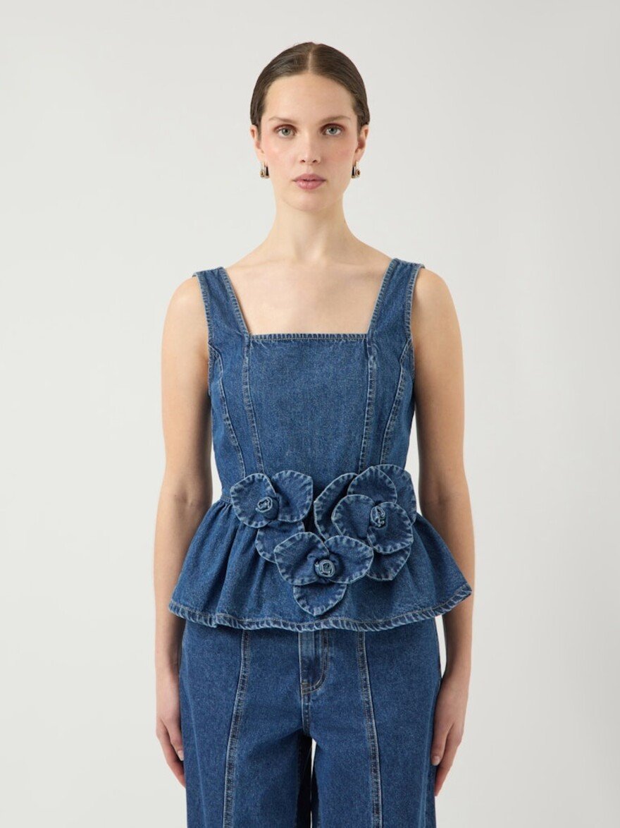 ♣ Yaselsie Buy Me Roses  Denim Top