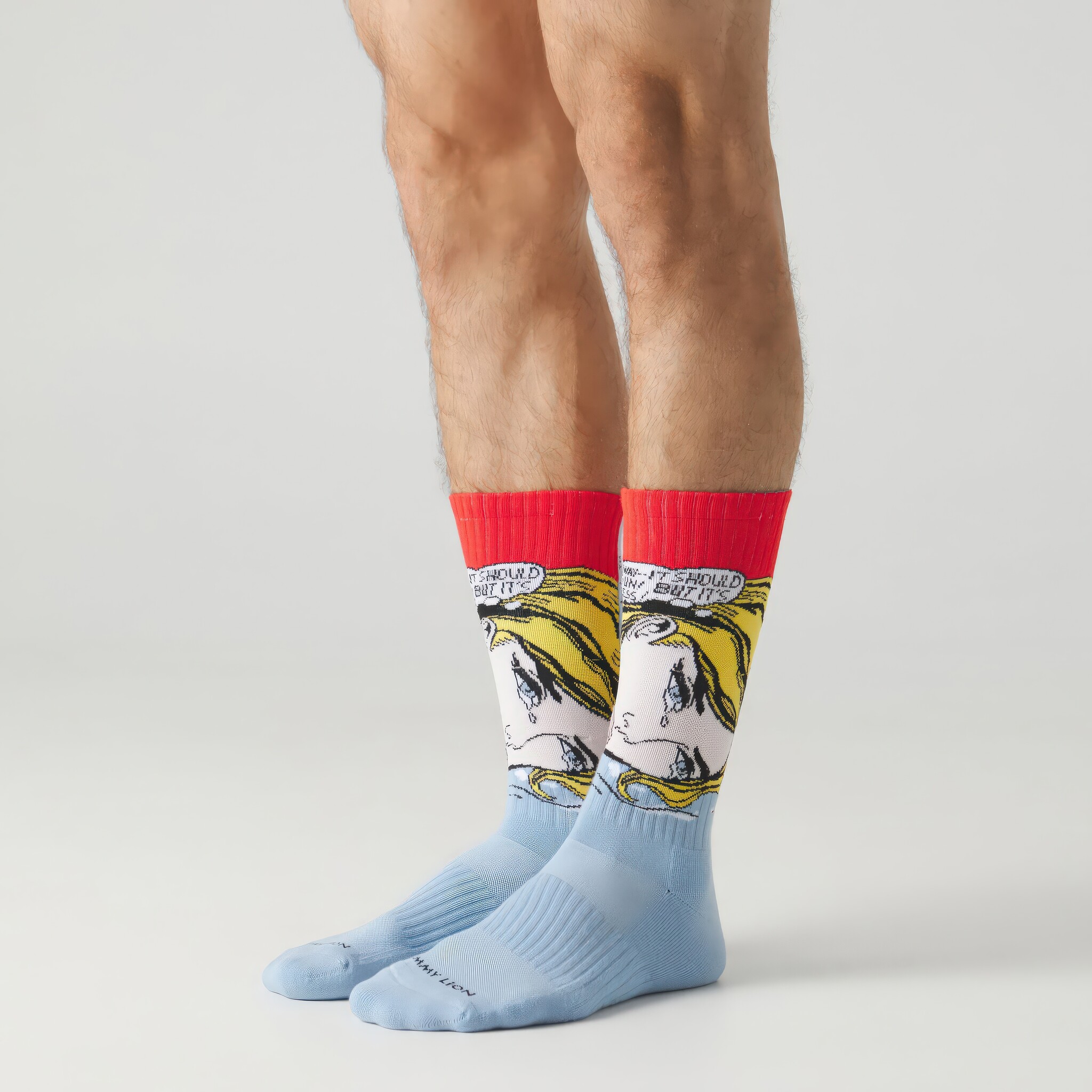♣ Light Blue Athletic Roy Lichtenstein Hopeless Socks-2