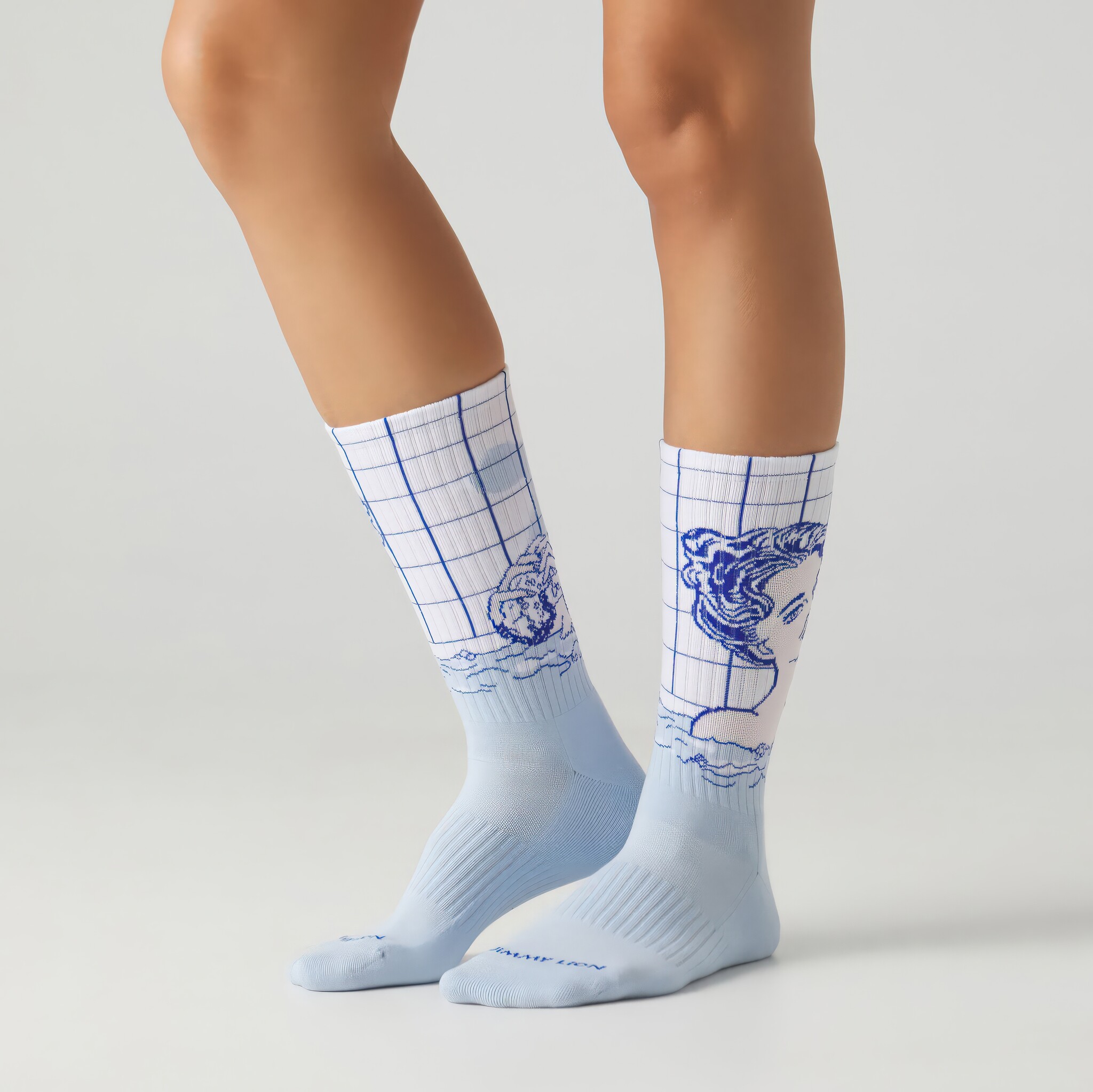 ♣ Light Blue Athletic Roy Lichtenstein Girl in Bath Socks-3