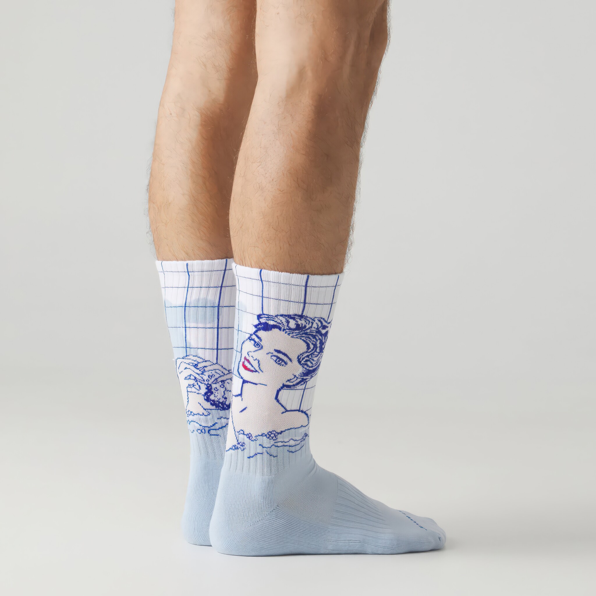 ♣ Light Blue Athletic Roy Lichtenstein Girl in Bath Socks-2