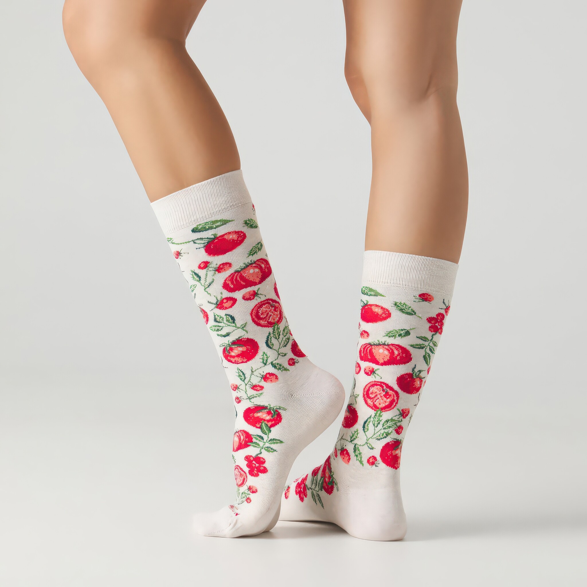 ♣ Beige Tomato Fever Socks-4