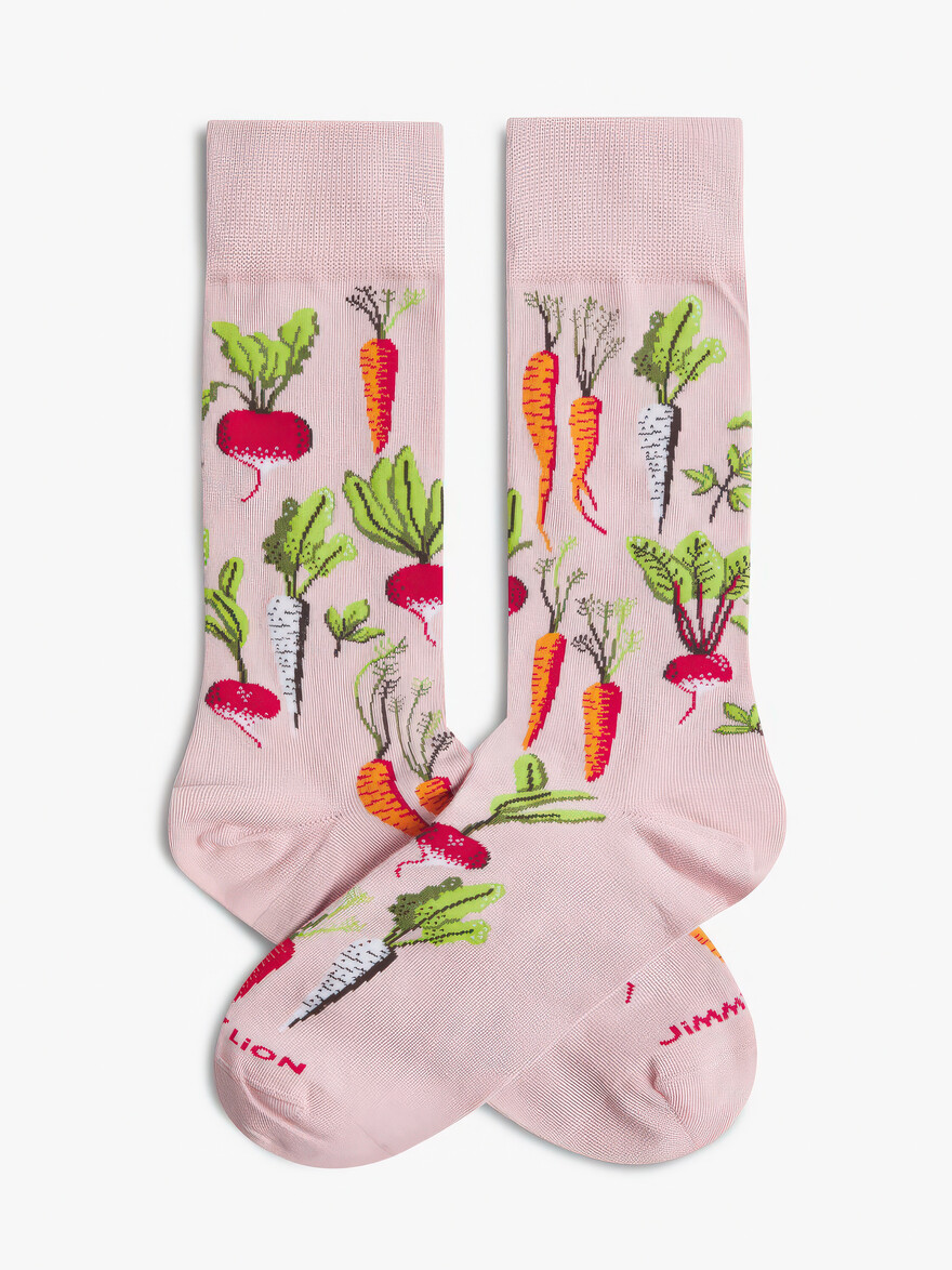 ♣ Pink Root Veggies Socks