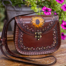 Soothing Sunflower Leather Bag-5