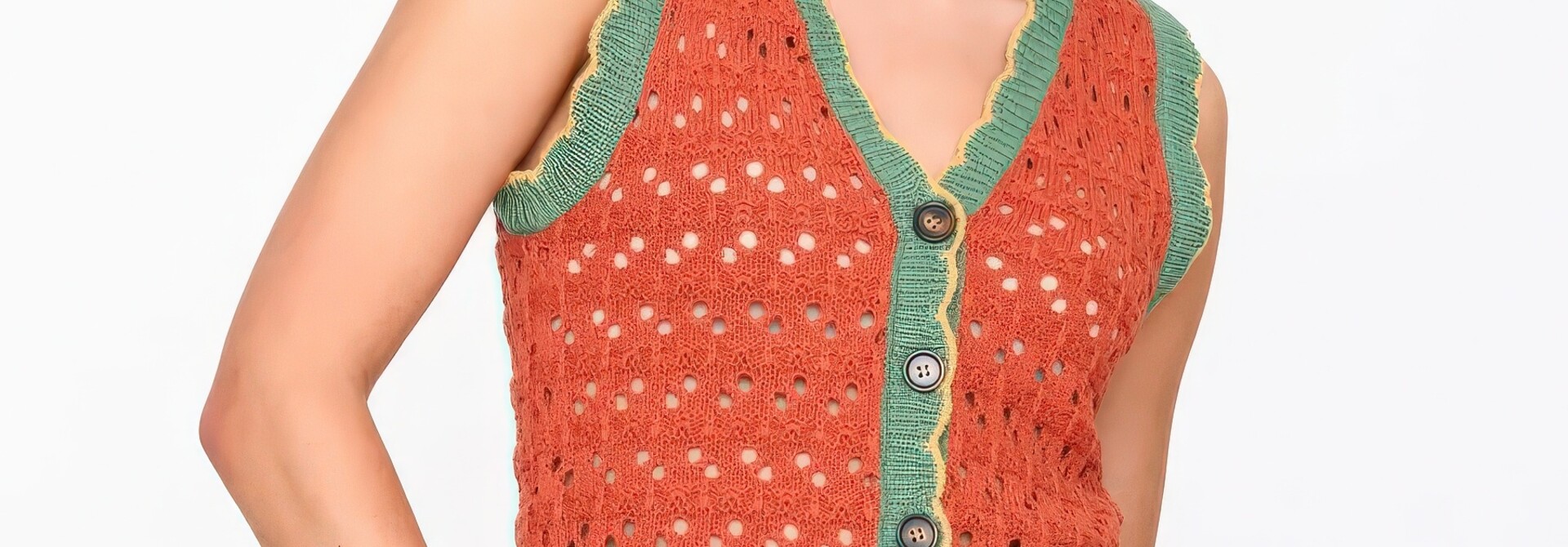 ♣  Roasted Watermelon Crochet Vest