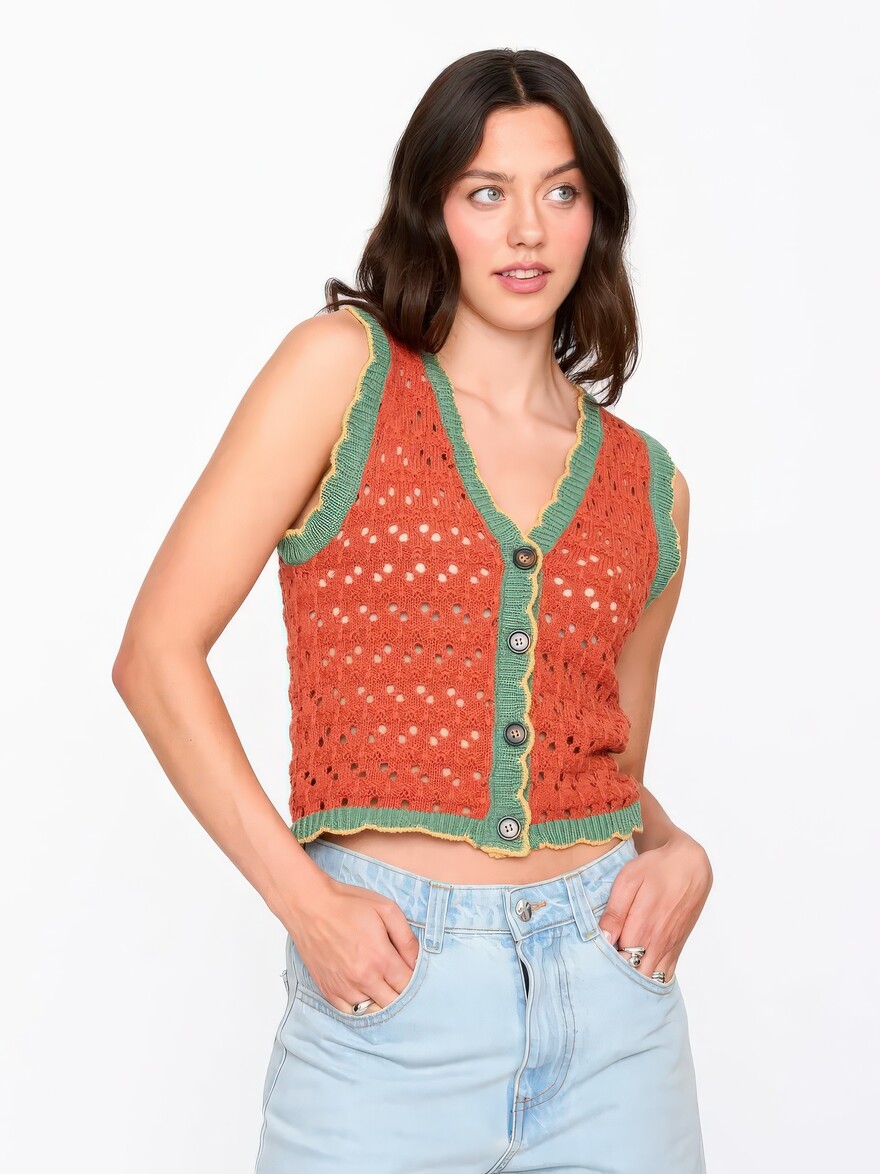♣  Roasted Watermelon Crochet Vest