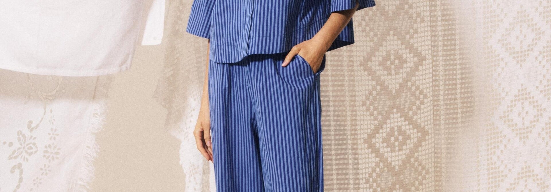 ♣  Annunziata Cornflower Column Pants