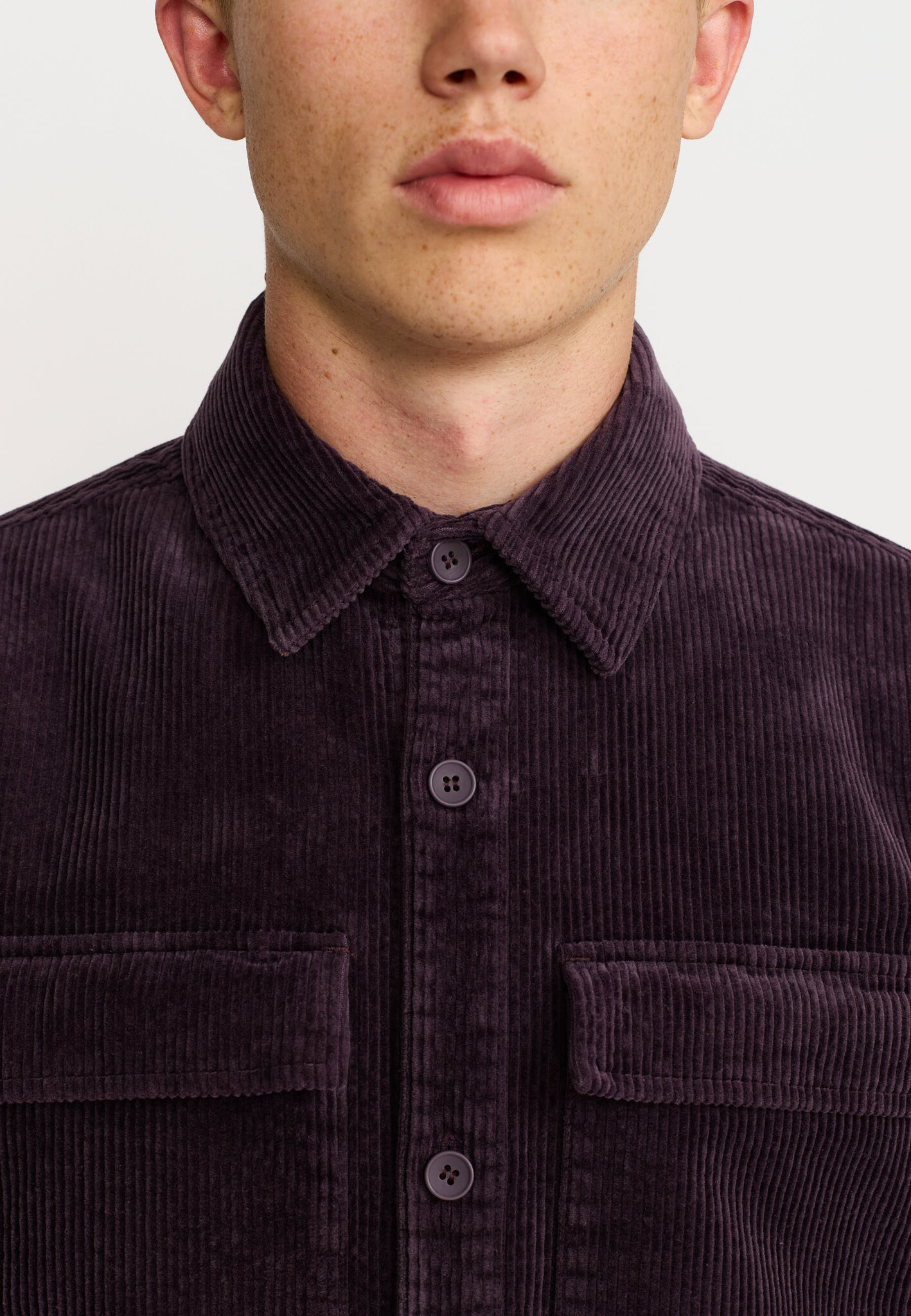 ♣ Plum Corduroy Utility Shirt-3