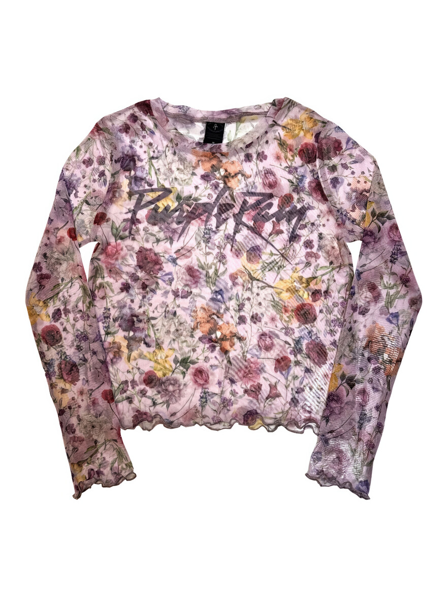 Prince - Purple Rain Floral Mesh Crop Top