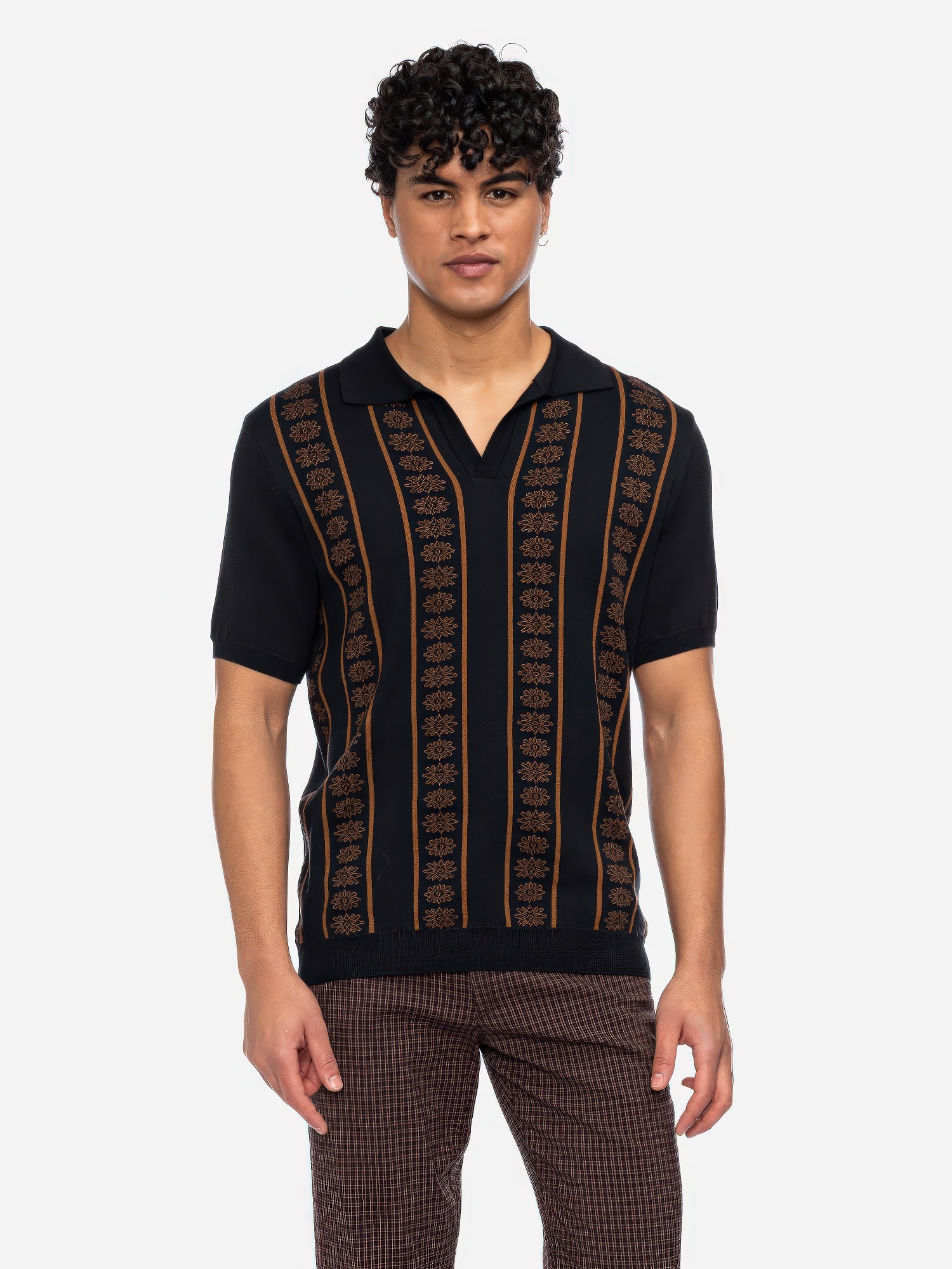 ♣ Charles Almond Flower Polo Shirt-1