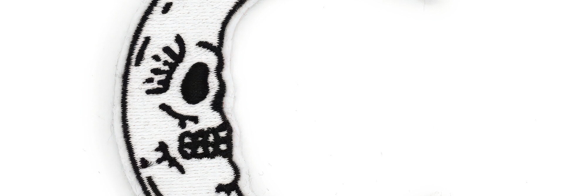 White Crescent Moon Skull Patch