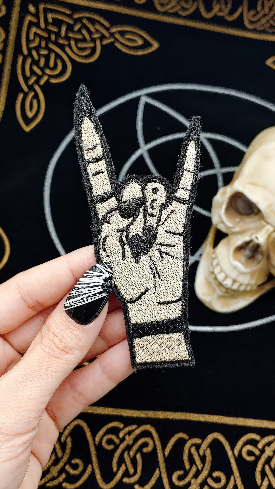 Witchy Metal Horns Hand Patch-2