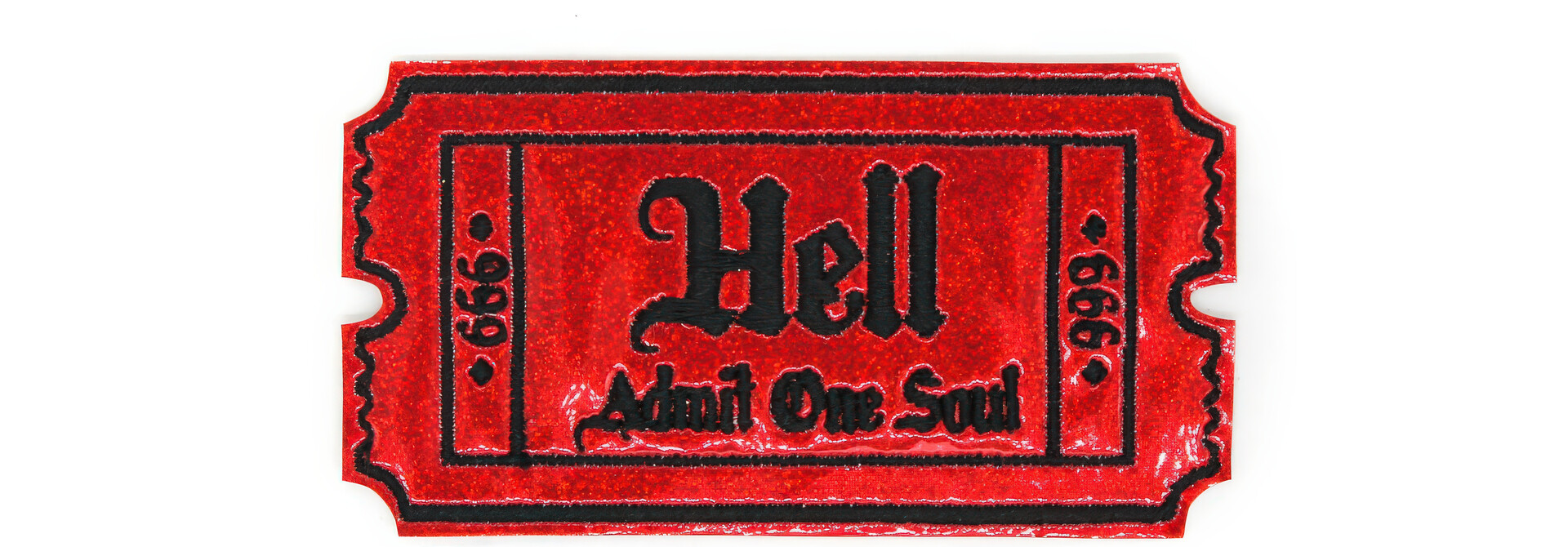 Red Glitter Holo Hell Admit One Soul Patch