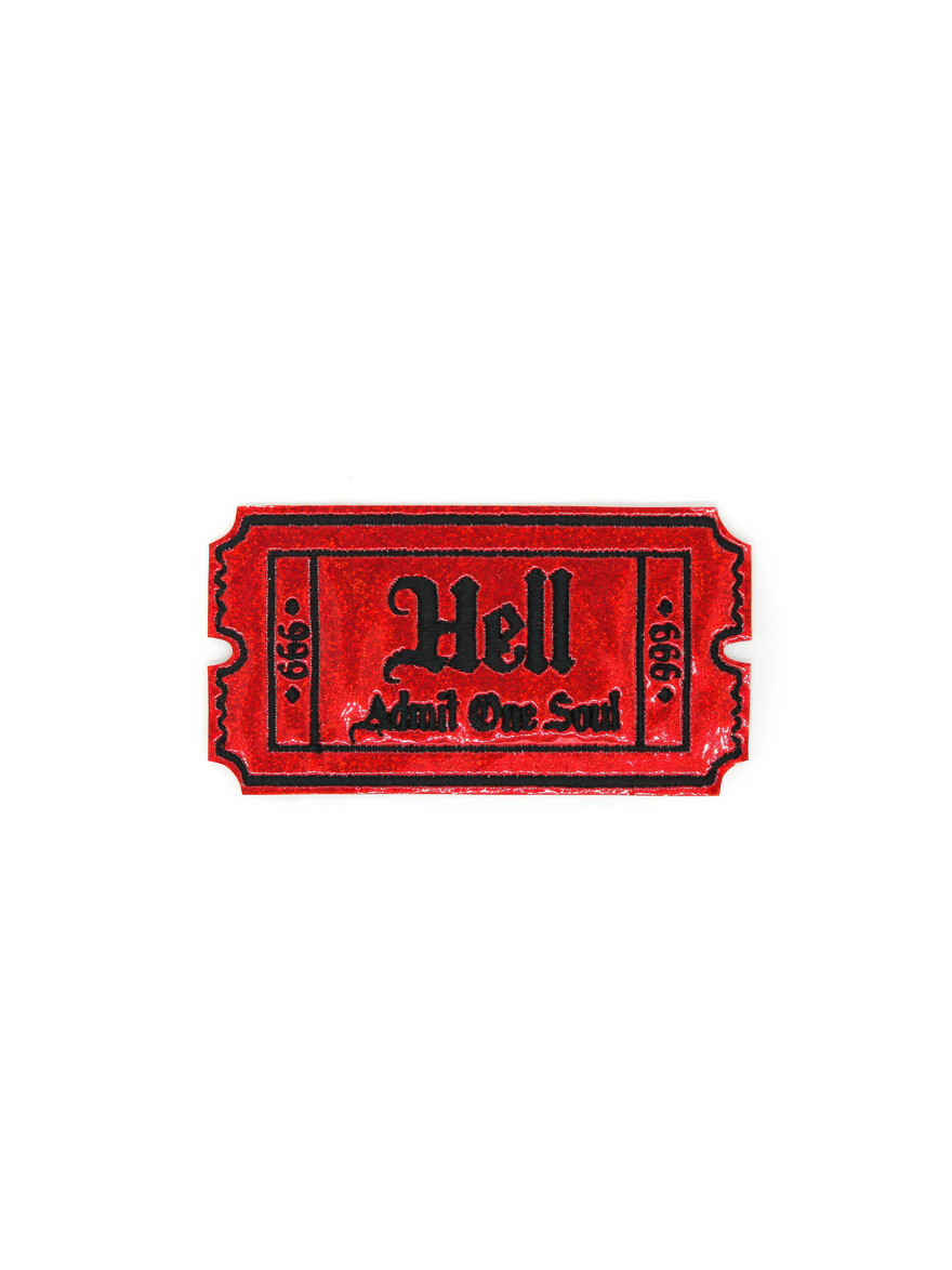 Red Glitter Holo Hell Admit One Soul Patch