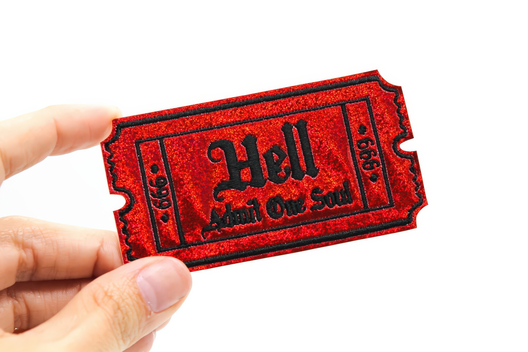 Red Glitter Holo Hell Admit One Soul Patch-2