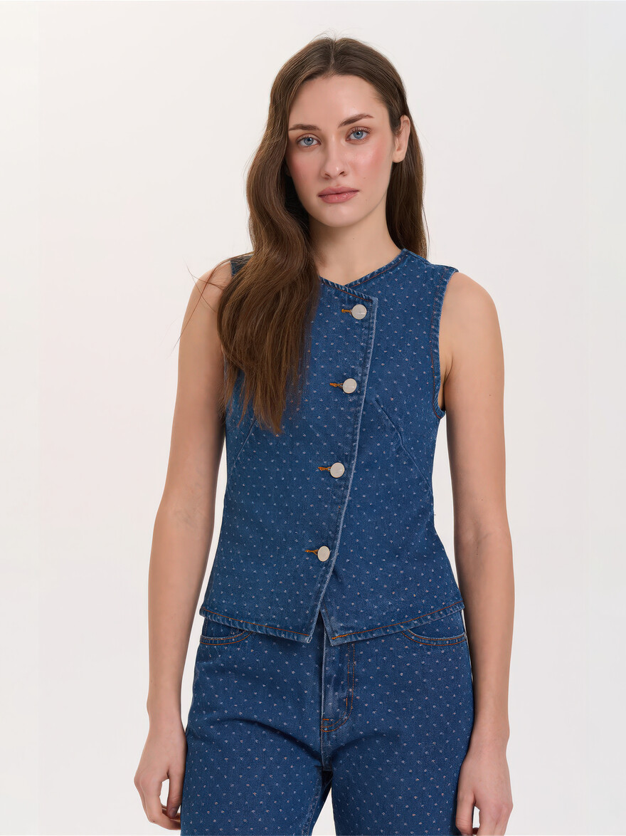 ♣ Chalkboard Dotting Denim Vest