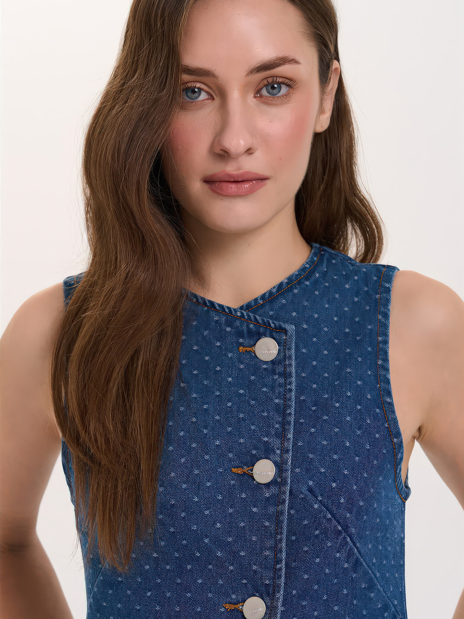 ♣ Chalkboard Dotting Denim Vest-2
