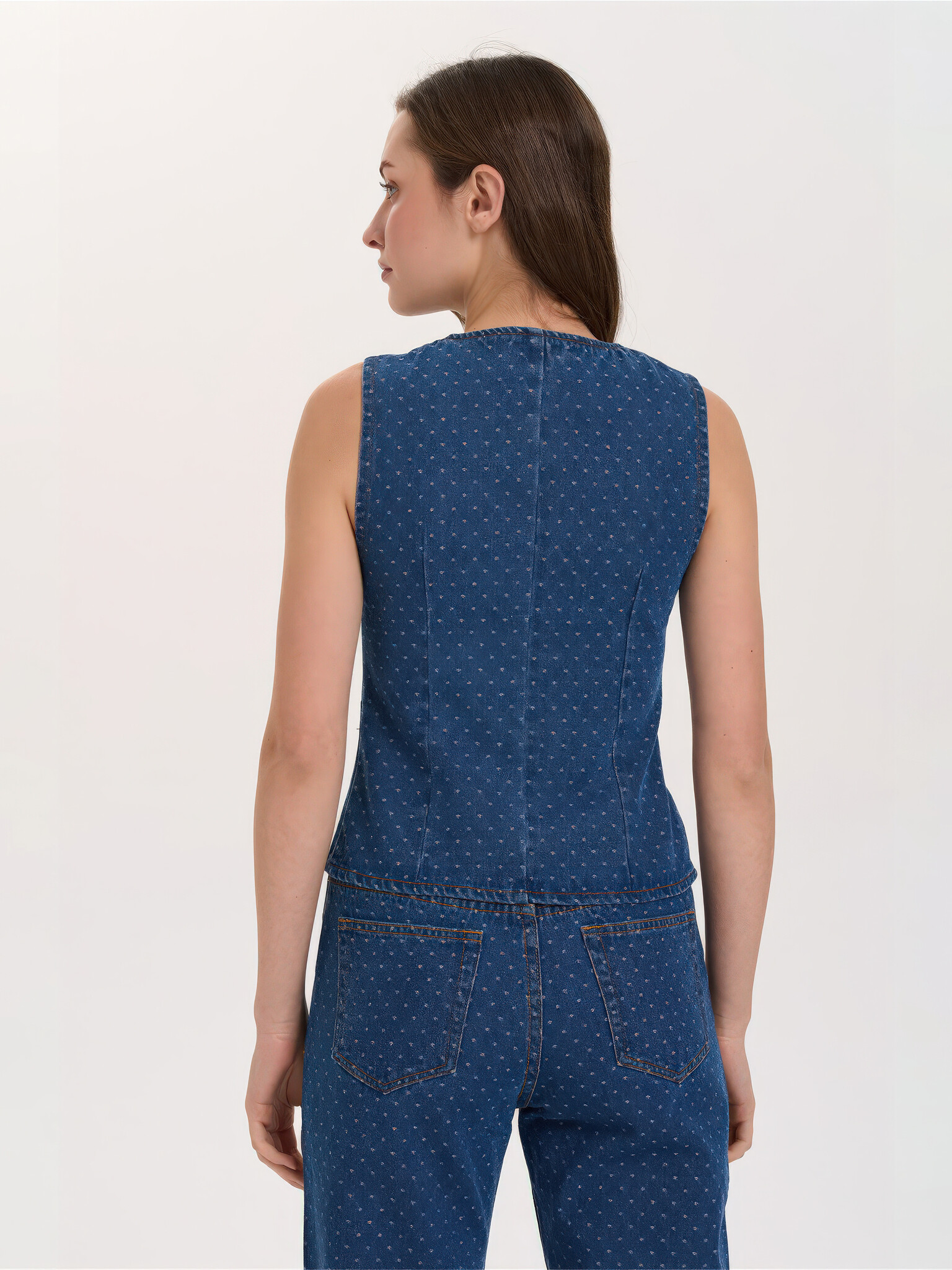 ♣ Chalkboard Dotting Denim Vest-5