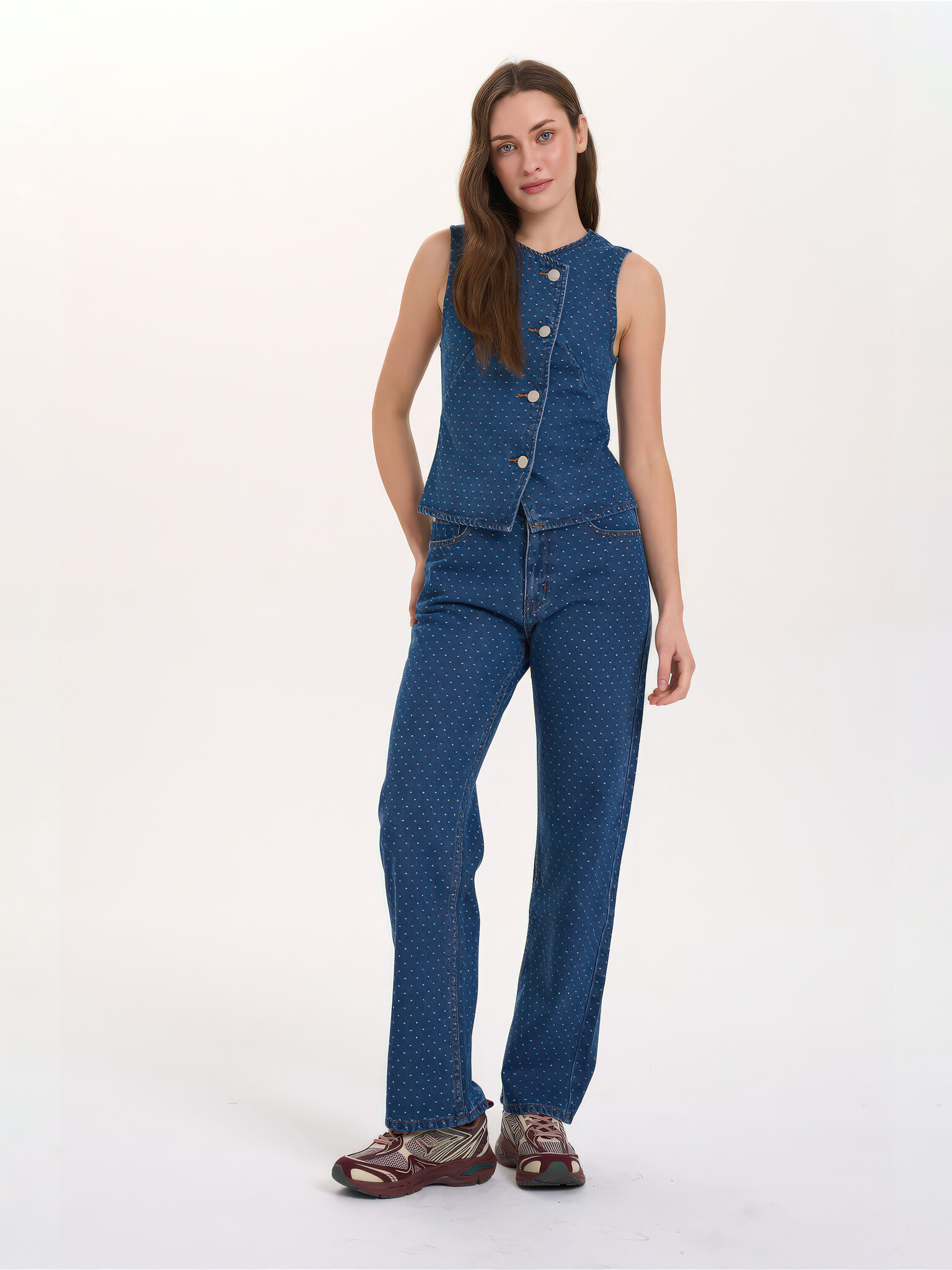 ♣ Chalkboard Dotting Denim Vest-3