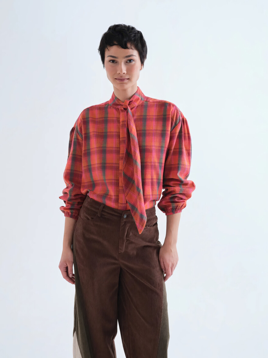 Thulian Plaid Bow Blouse