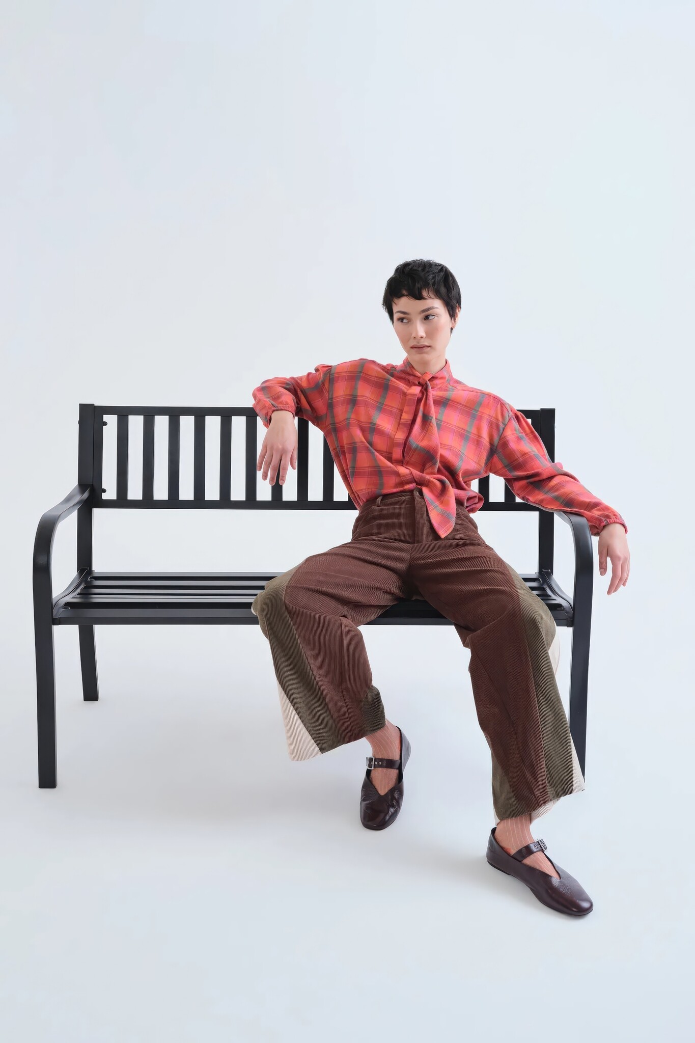 Thulian Plaid Bow Blouse-3