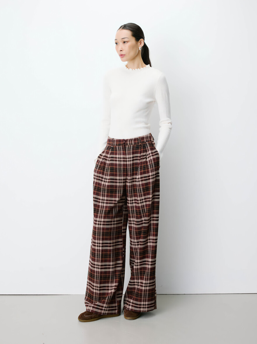 Arenzo Cerise Plaid Pants