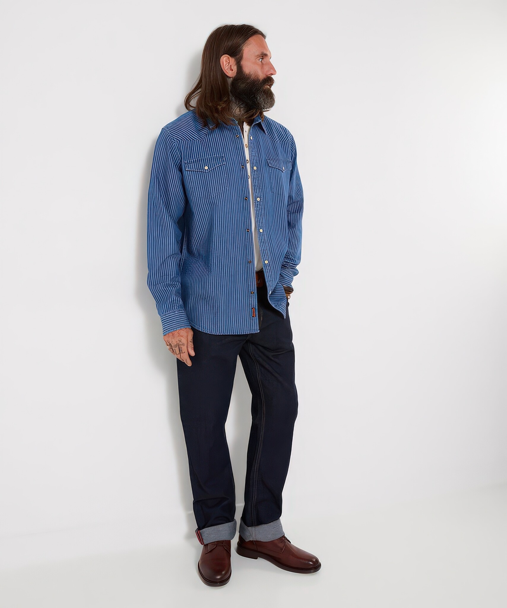 Yardline Stripe Denim Shirt-3