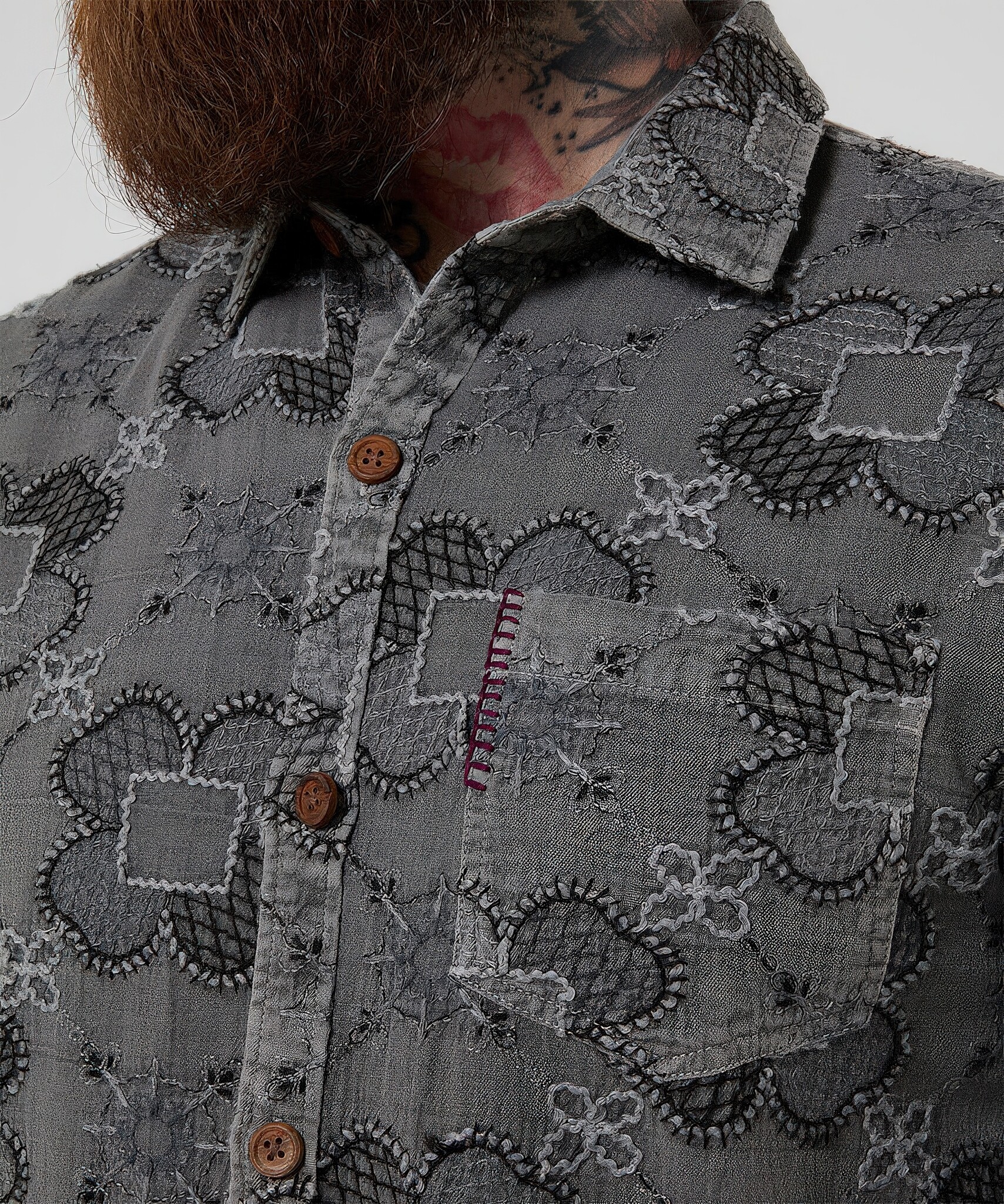 Enforcer Greyscale Embroidered Shirt-2