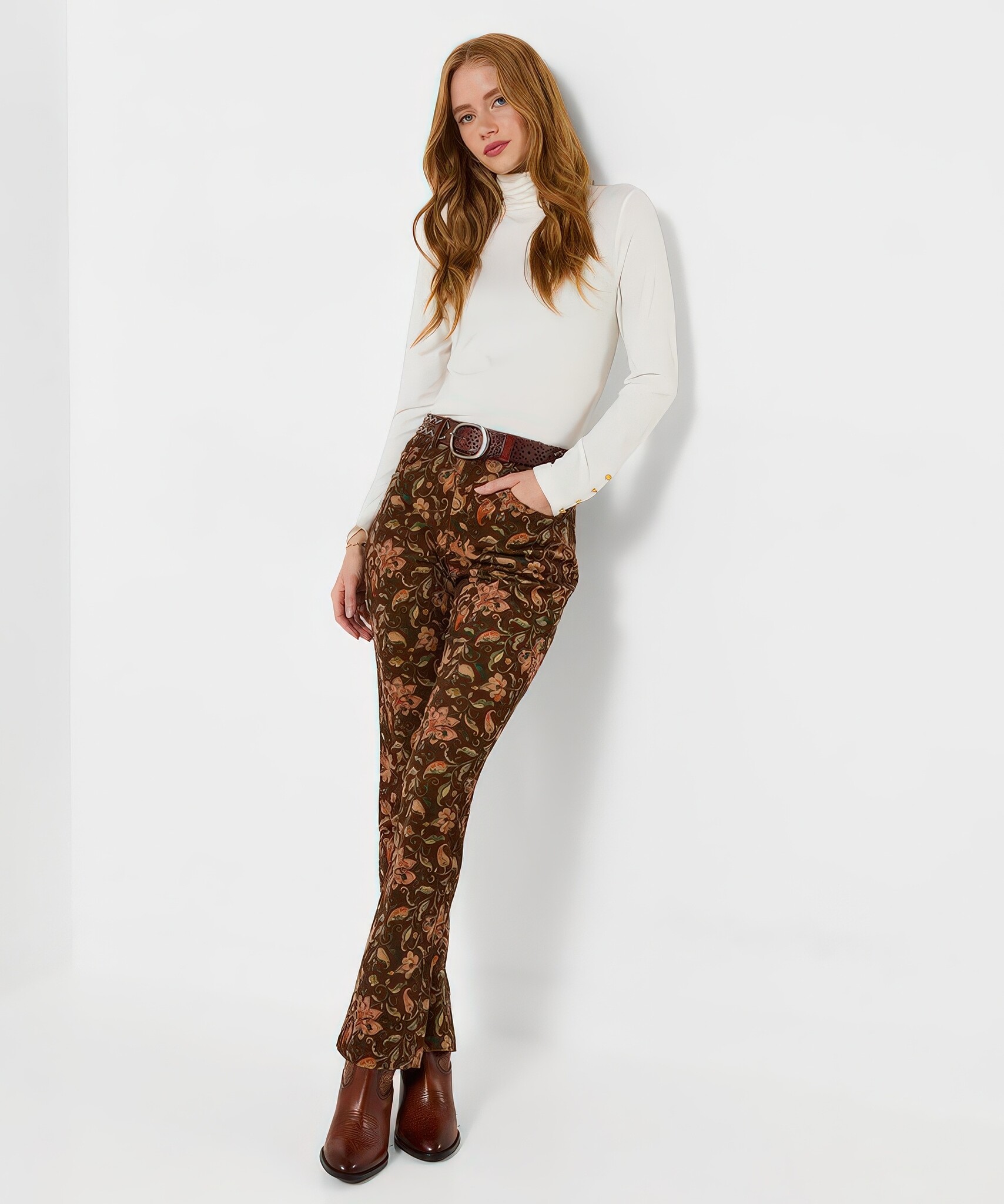 Bella Herbaceous Cord Trousers-3