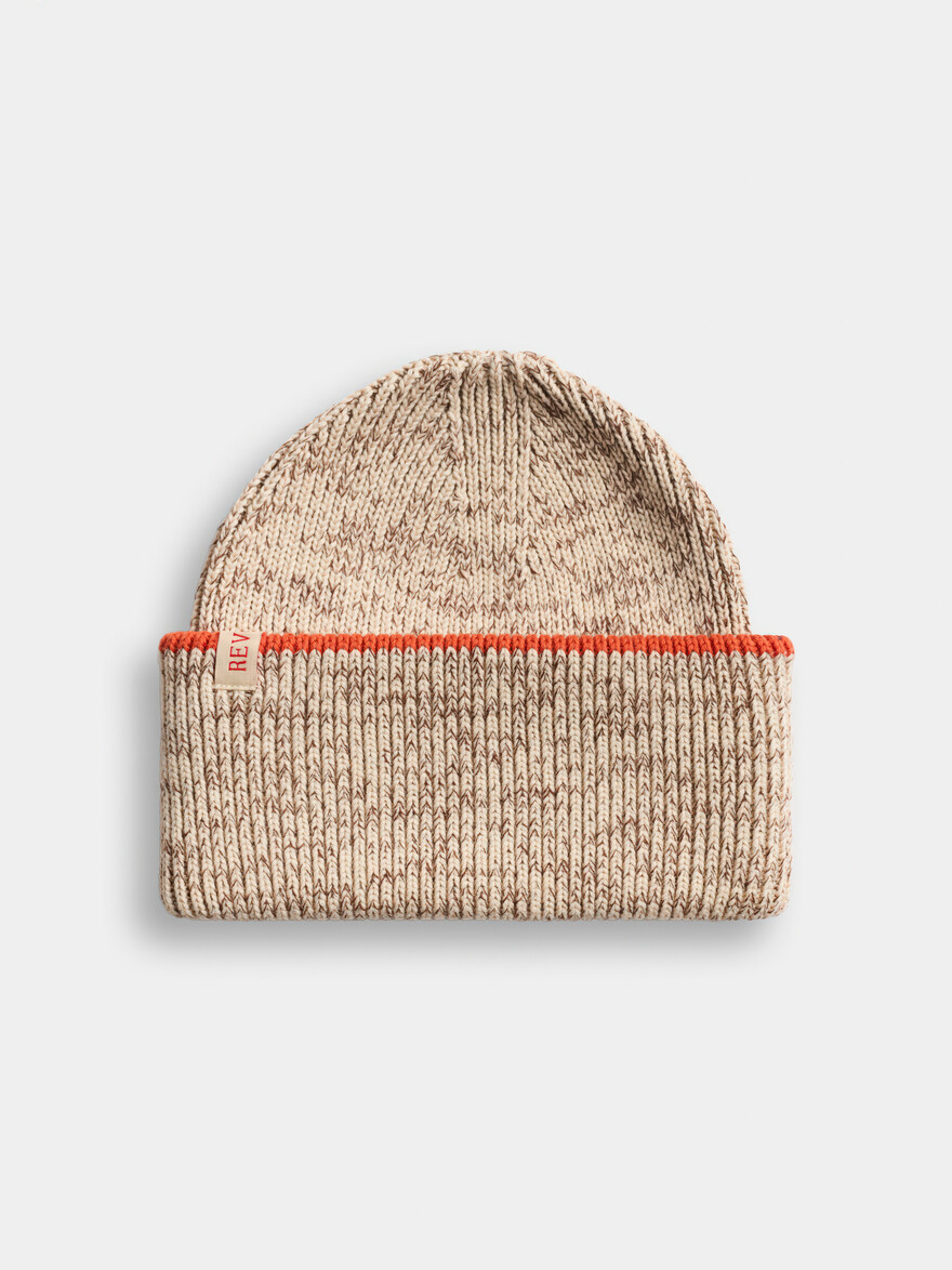 ♣ Tangerine Stripe Off-White Beanie
